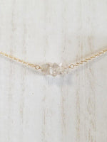 Herkimer Diamond Beaded Bar Necklace on Gold