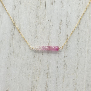 Sapphire Beaded Bar Necklace on Gold