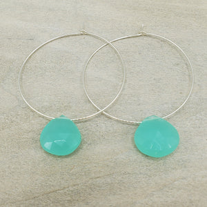 Blue Chalcedony Hoops