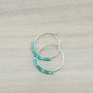 Turquoise Beaded Mini Hoop