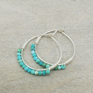 Turquoise Beaded Mini Hoop