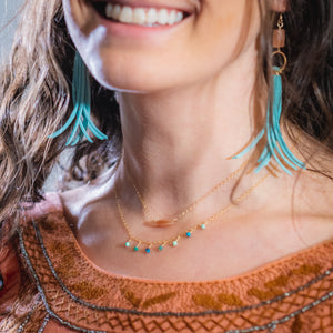 Chrysocolla Gypsy Charm Choker Gold Necklace