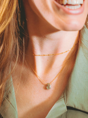 Labradorite Center Bead Necklace on Gold