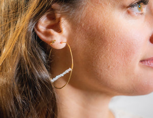 Herkimer Diamond Horizon Hoop Earrings