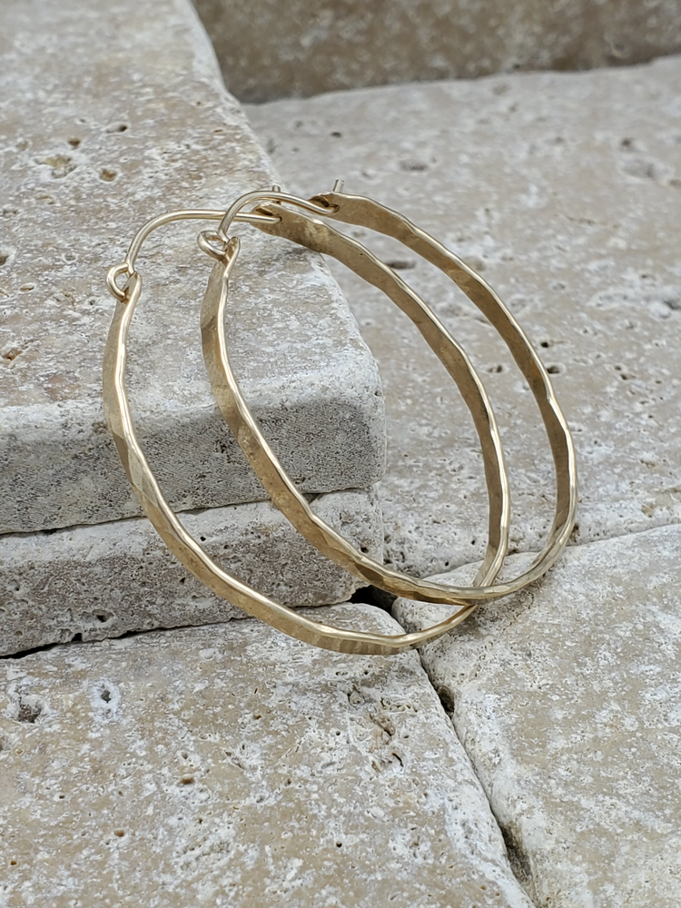Hammered Gold Hoops with Lever