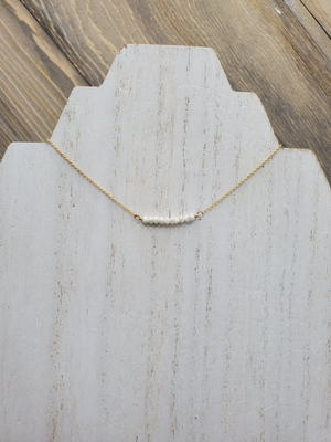 Silverite Beaded Bar Necklace on Gold